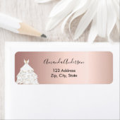 ローズゴールドの白いドレスの返送先ラベル ラベル (インサイチュ)