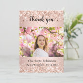 ローズゴールドの確認写真ありがとうカード 招待状 (スタンド正面)