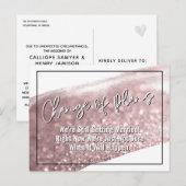 ローズゴールドの筆ブラシで書いた延期の結婚式 ポストカード (正面/裏面)