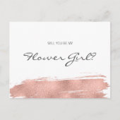 ローズゴールドの筆致で私のフラワーガールに インビテーションポストカード (正面)