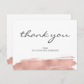ローズゴールドの筆致 ブライダルシャワーの感謝カード サンキューカード (正面/裏面)