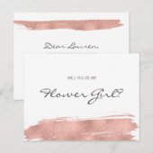 ローズゴールドの筆跡を私のフラワーガールに インビテーションポストカード (正面/裏面)