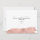 ローズゴールドの筆跡 ブライダルシャワーのお礼カード サンキューカード (裏面)