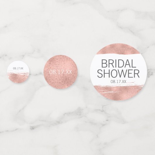 ローズゴールドの筆跡 ブライダルシャワーテーブル コンフェッティ (裏面)