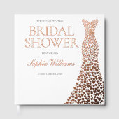 ローズゴールドの箔ハートドレス ブライダルシャワー ゲストブック (正面)