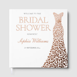 ローズゴールドの箔ハートドレス ブライダルシャワー ゲストブック