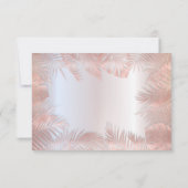 ローズゴールドの箔メタリックトロピカルリーフロマンチック 出欠カード (裏面)