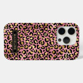 ローズゴールドの箔押しレオパードプリントのイニシャル入り Case-Mate iPhoneケース (裏面 (横))