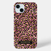 ローズゴールドの箔押しレオパードプリントのイニシャル入り Case-Mate iPhoneケース (裏面)