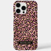 ローズゴールドの箔押しレオパードプリントモノグラム Case-Mate iPhoneケース (裏面)