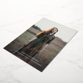 ローズゴールドの箔押し卒業写真 卒業発表 箔招待状 (回転した状態)