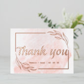 ローズゴールドの箔押し結婚式のお礼カード 箔招待状 (立ち正面)