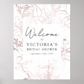 ローズゴールドの箔押し花イラスト ウェルカムサイン 結婚前のお祝い ポスター (正面)