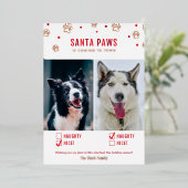 ローズゴールドの箔押し　イタズラ？それともいい子？　２匹の犬の写真クリスマスカード 箔シーズンカード (立ち正面)