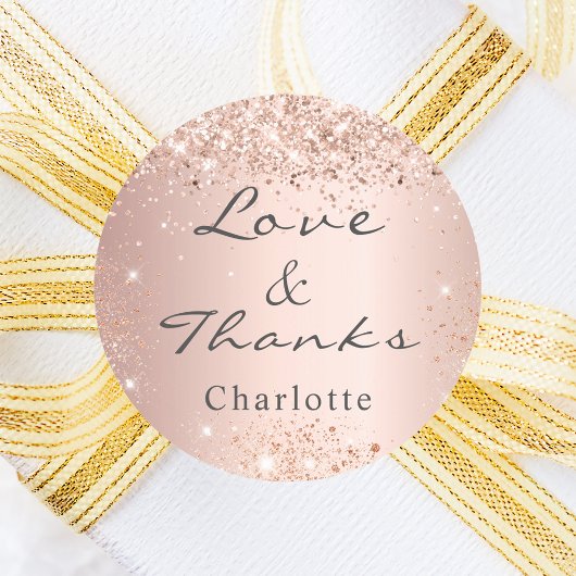 ローズゴールドの紙吹雪　ありがとう ラウンドシール