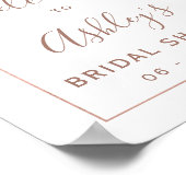 ローズゴールドの紙吹雪 白いウェディングシャワーの歓迎 ポスター (角)