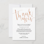 ローズゴールドの結婚式お礼カード 招待状 (正面)