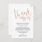 ローズゴールドの結婚式お礼カード 招待状 (正面/裏面)