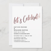 ローズゴールドの結婚式の披露宴をお祝いしよう 招待状 (正面)