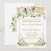 ローズゴールドの結婚式テンプレート 招待状 (正面/裏面)