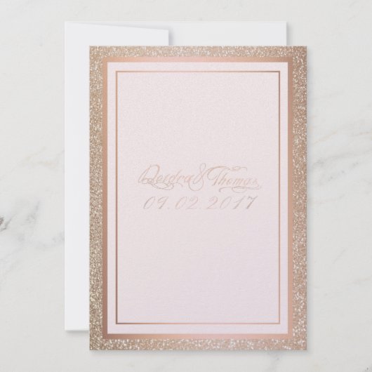 ローズゴールドの結婚式招待状 招待状 (正面)