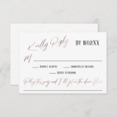 ローズゴールドの美しい手書きで簡単な曲のリクエストと出欠確認お願いします エンクロージャーカード (正面/裏面)