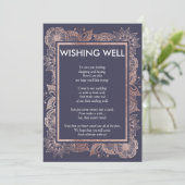 ローズゴールドの花とネイビーブルーの願い事の井戸 招待状 (スタンド正面)