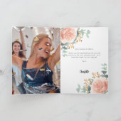 ローズゴールドの花とユーカリの写真を使った誕生日カード サンキューカード (内部)