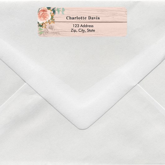 ローズゴールドの花と緑の木の宛先ラベル ラベル