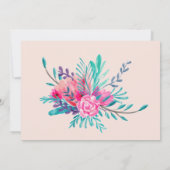 ローズゴールドの花の文字「ママ」 ブラッシュピンクの母の日 招待状 (裏面)