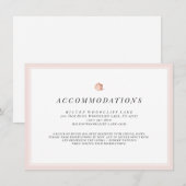 ローズゴールドの花をあしらったミニマルなウェディングステイのご案内 エンクロージャーカード (正面/裏面)