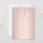 ローズゴールドの花モチーフとピンクダイヤのウェディング 招待状 (裏面)