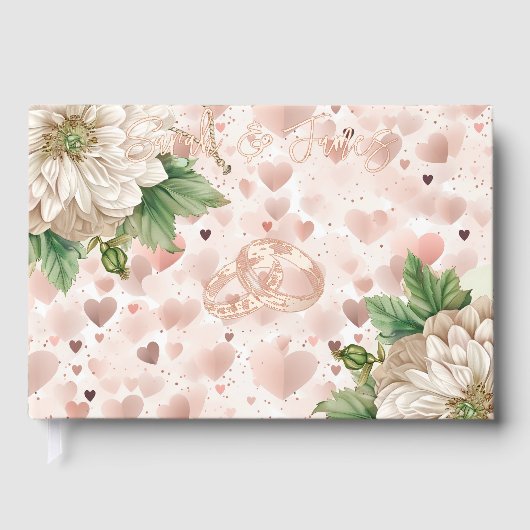 ローズゴールドの花柄ゲストブック ゲストブック (正面)