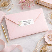 ローズゴールドの花柄ユーカリの差出人住所 ラベル