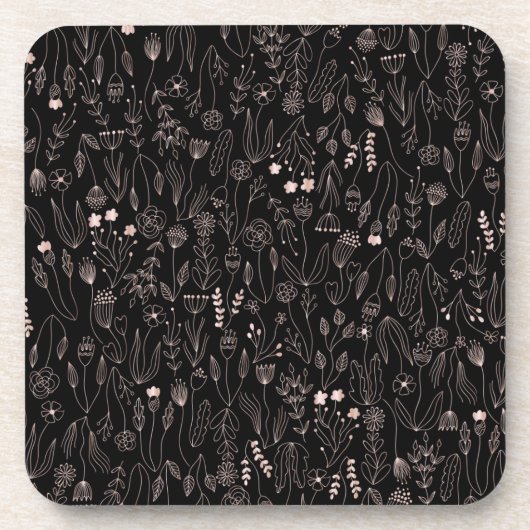 ローズゴールドの花柄 コースター (正面)