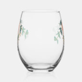 ローズゴールドの花飾り名前スクリプト ステムなしワイングラス (左)