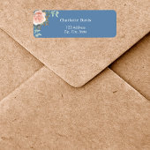 ローズゴールドの花 緑の青い宛先 ラベル