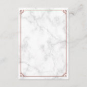 ローズゴールドの華やかな白大理石イスラムメヘンディ エンクロージャーカード (裏面)