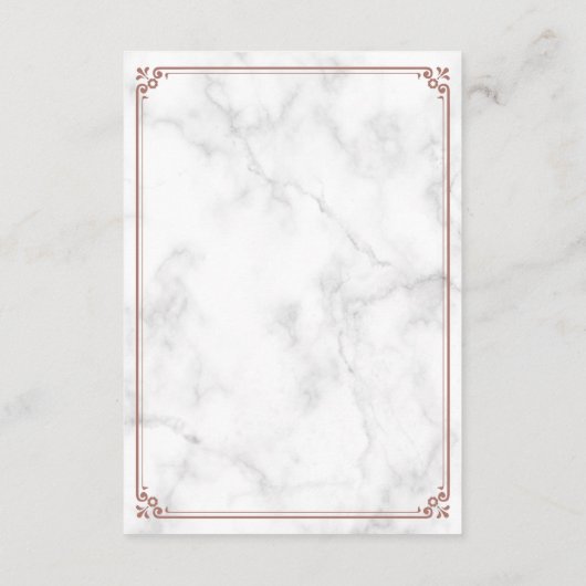 ローズゴールドの華やかな白大理石イスラムメヘンディ エンクロージャーカード (裏面)