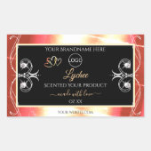 ローズゴールドの製品ラベル ダイヤモンド ブラック ロゴ付き 長方形シール (正面)