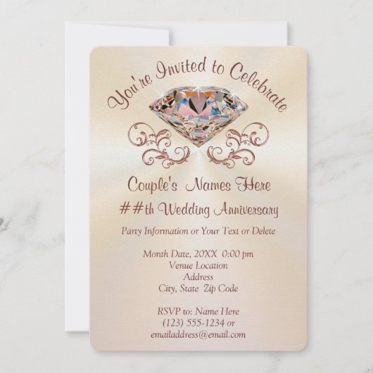 ローズゴールドの記念日招待状 - 名入れ可能 招待状 (正面)