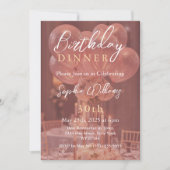 ローズゴールドの誕生日ディナー 招待状 (正面)