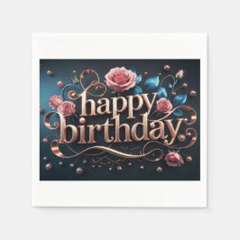 ローズゴールドの誕生日　豪華で優雅な　贅沢な スタンダードカクテルナプキン
