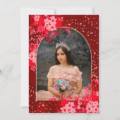 ローズゴールドの赤い花のティアラ プリンセスのキンセアニエラ 招待状 (裏面)