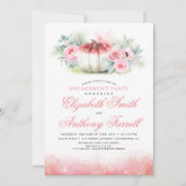 ローズゴールドの輝きが秋のエンゲージメントパーティーを祝福 招待状 (正面)