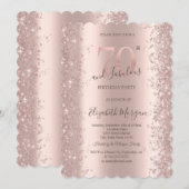 ローズゴールドの輝きとダイヤモンド 70歳の誕生日 招待状 (正面/裏面)