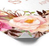 ローズゴールドの輝きと花の装飾が施されたウェディングシャワーの看板 ポスター (角)