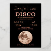 ローズゴールドの輝くディスコボール 花嫁の最後のディスコ 箔招待状 (正面)