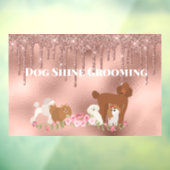 ローズゴールドの輝くペットサービス ドッググルーミング ウィンドウサイン (シート3)