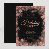 ローズゴールドの雪の結晶クリスマスコーポレートホリデー 招待状 (正面/裏面)